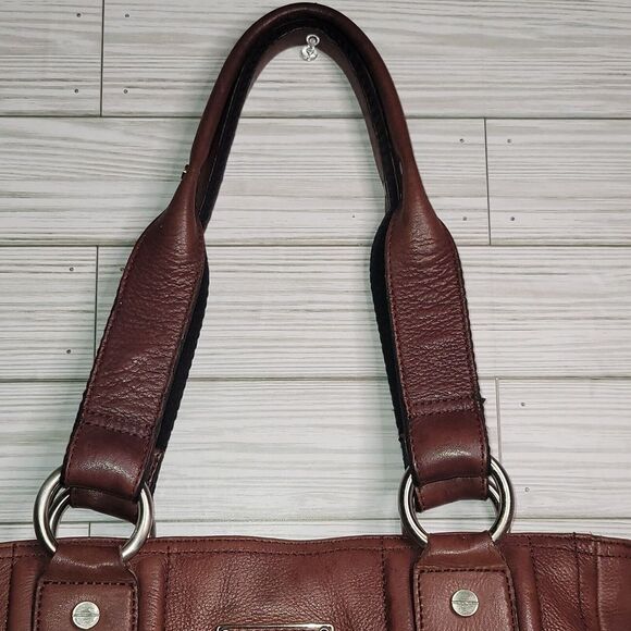 B Makowsky Leather Hobo Tote Large Brown Shoulder Bag Purse Weekender - Picture 4 of 16